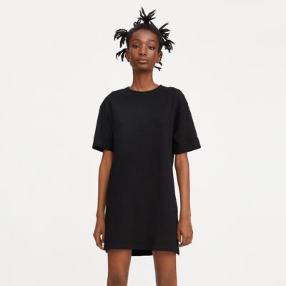 ZARA BASIC TSHIRT DRESS - BLACK - MEDIUM